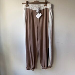 NWT Brunello Cucinelli Tan /White Track Pants size m